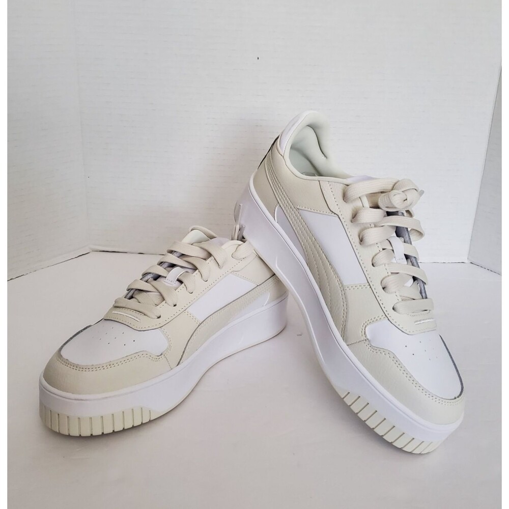 NWOB Puma Carina White & Vapor Gray Platform Sneakers Women's Size 7.5